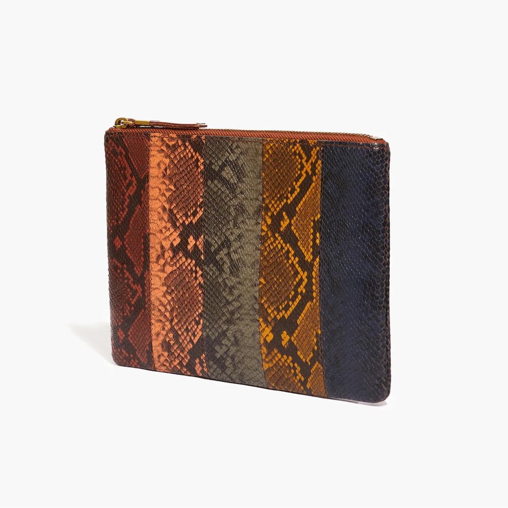 NWT Madewell Leather Pouch Clutch Colorblock Snake Embossed Edition